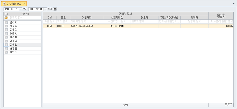 미수금현황표