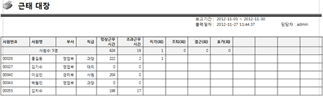 근태대장 출력