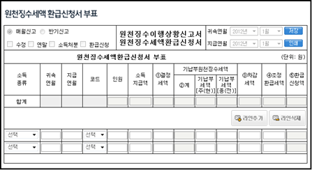 원천징수이행상황부표