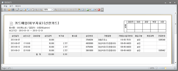 카드매출(매입)현황