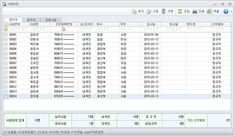 사원대장