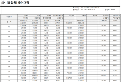 사원별대장 출력